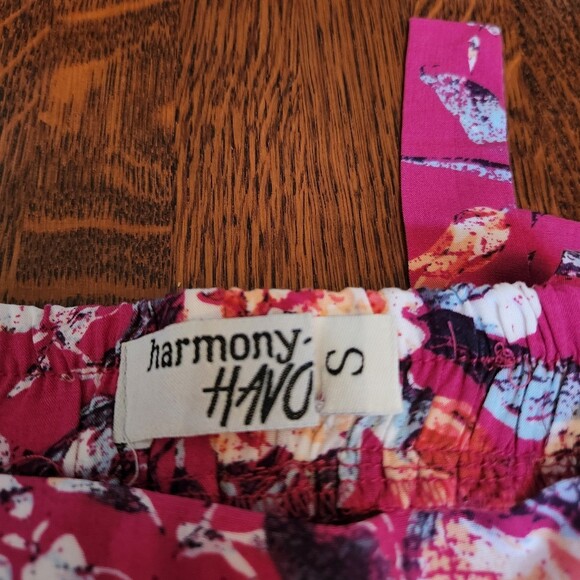 Harmony & Havoc Pink Floral Palazzo Pants Open Leg Capris Length Sz Small Tags - Picture 5 of 6